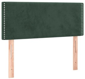 sötétzöld bársony rugós és LED-es ágy matraccal 80 x 200 cm