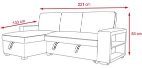Catini PORTIVA univerzális sarokkanapé tárolóval és USB-csatlakozóval, szürke