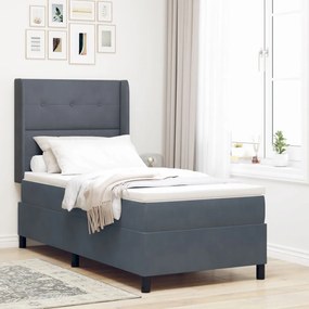 Boxspring Ágy Matrac Praktikus Szürke 100x200 cm Bársonyos