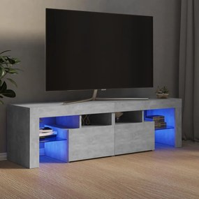 Betonszürke TV-szekrény LED-lámpákkal 140 x 36,5 x 40 cm