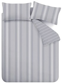 Szürke kétszemélyes flanel ágyneműhuzat 200x200 cm Ticking Stripe – Bianca