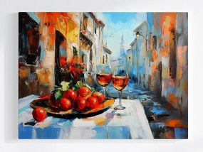 Vászonkép Canvas Csendélet Bor Utca Gyümölcs Olaszország 80x60