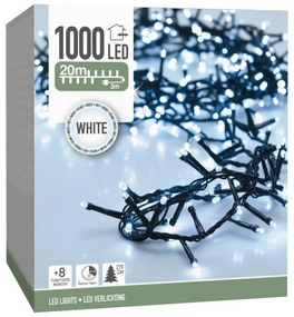 Kültéri fényfüzér Twinkle, 20 m, 1000 LED,hideg fehér, időzítő, IP4, 20 m