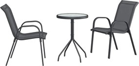 vidaXL Kert Bistro Készlet 3 pcs Szürke Acél