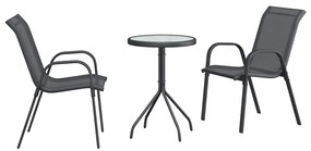 vidaXL Kert Bistro Készlet 3 pcs Szürke Acél