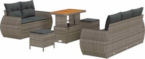 vidaXL Kerti Kanapé Szett 8 pcs Szürke polirattan