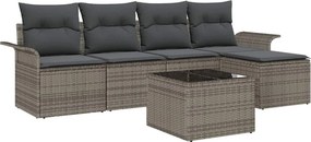 vidaXL Kerti Kanapé Szett párnával tárolóval 6 pcs Szürke polirattan