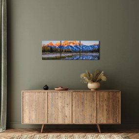 A havas hegycsúcsok képe (órával) (90x30 cm)