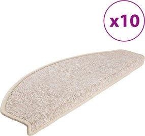 vidaXL 10 db lépcsőszőnyeg 65 x 24 x 4 cm bézs félkör alakú, nagy