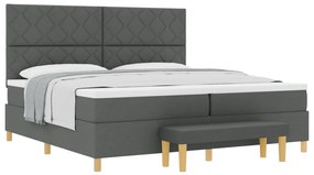 Boxspring ágy matraccal és paddal Sötétszürke 200x200 cm Szövet