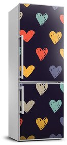 Hűtőre ragasztható matrica Színes szívek FridgeStick-70x190-f-82401445
