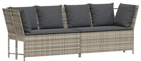 Világosszürke polyrattan kerti kanapé párnával