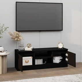 fekete TV-szekrény ajtóval 102 x 30 x 36 cm