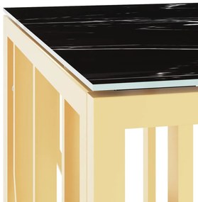 aranyszínű üveg és rozsdamentes acél dohányzóasztal 110x45x45cm