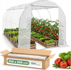 Kerti üvegház fólia alagút görgős falakkal fehér 2x3x2 m Akd