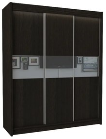 ALEXA tolóajtós ruhásszekrény, wenge/fehér üveg, 180x216x61