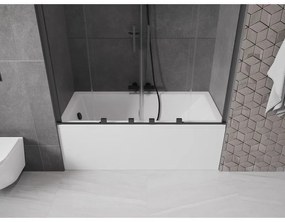 Mexen Velar Duo, 2 szárnyas eltolható kádparaván 150 x 150 cm, 8mm átlátszó üveg, fekete matt profil, 896-150-000-02-70