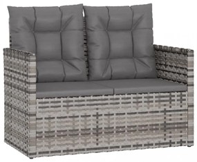 szürke polyrattan kerti pad párnákkal 105 cm