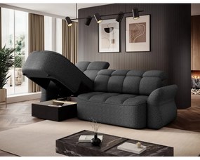 Sötétszürke bársony kinyitható-tárolóhelyes sarokkanapé (bal oldali-heverő résszel) Beneth – ELTAP