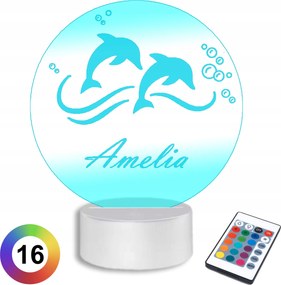 Led Éjjeli lámpa Íróasztal Delfinek Óceán Gravírozás Név Babyshower Ajándék