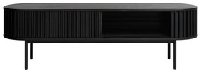 Fekete TV-állvány tölgyfa dekorral 48x160 cm Siena – Unique Furniture