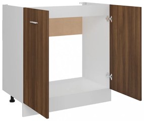 barna tölgyszínű szerelt fa alsó mosogatószekrény 80x46x81,5 cm