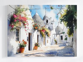 Canvas Vászonkép Olaszország Puglia Alberobello Trulli Házak Kilátás 100x75