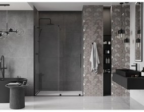 Mexen Velar, nyitható tolóajtó 160x200 cm, 8mm átlátszó üveg, fekete matt, 871-160-000-01-70