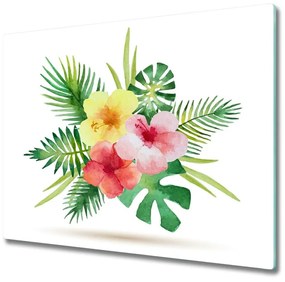Üveg vágódeszka Hawaii virágok 60x52 cm