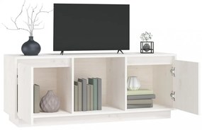 fehér tömör fenyőfa TV-szekrény 110,5x35x44 cm