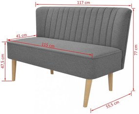 világosszürke szövetkanapé 117 x 55,5 x 77 cm