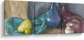 Kép - festett csendélet (órával) (90x30 cm)