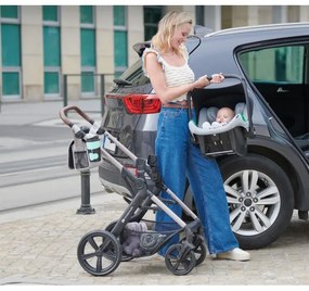 KINDERKRAFT - Kombinált babakocsi 3in1 MOOV 2 Sand bézs + autósülés MINK PRO