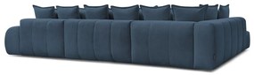 Sötétkék zsenília kinyitható-tárolóhelyes sarokkanapé (bal oldali-U alakú) Everest – Bobochic Paris