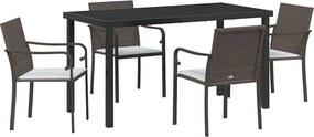 vidaXL Kert étkező szett 5 pcs Barna és fekete PE Rattan