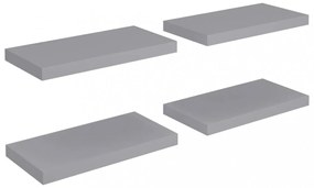 4 db szürke MDF lebegő fali polc 50 x 23 x 3,8 cm