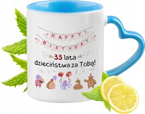 Születésnap 33 33 Kék Bögre Szív Alakú Füllel Ajándék