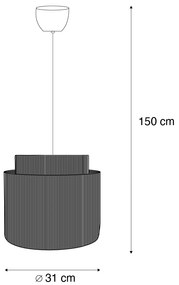 Japandi függőlámpa fekete barna kötéllel 31cm - Smilla