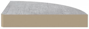 4 db betonszürke MDF fali sarokpolc 25 x 25 x 3,8 cm