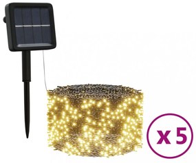5 db 5x200 LED-es meleg fehér bel-/kültéri napelemes fényfüzér