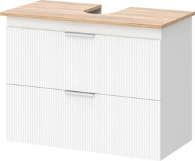 HOMCOM fürdőszobai alsószekrény két nagy fiókkal, két tónusú kivitel, oszlop- és mosdókagylóhoz illeszkedik, 80 x 40 x 60 cm, fehér & natúr | Aosom