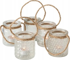 Boltze Home Trax gyertyatartó szett, 5 darabos, átm. 7 x mag. 9 cm, üveg, rusztikus