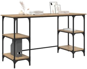 vidaXL Asztal polcokkal Artisan tölgy 140 x 50 x 75 cm Faanyag