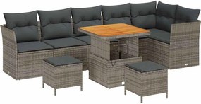 vidaXL Kerti Kanapé Szett 9 pcs Szürke polirattan