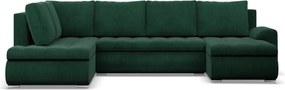 Tokio U sarokkanapé, 3 ágyneműtartóval, kordbársony, baloldali, zöld