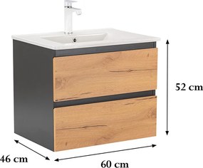 Vario Forte 60 alsó szekrény mosdóval antracit-tölgy
