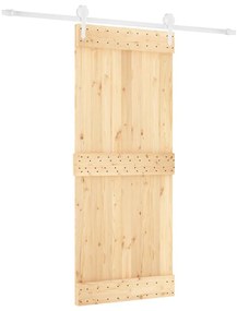 Tömör fenyőfa tolóajtó fémszerelék szettel 85x210 cm
