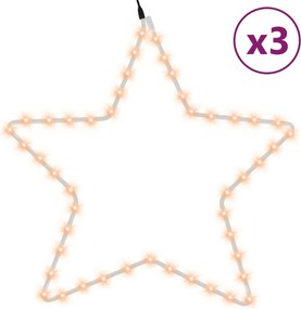 vidaXL 3 db meleg fehér karácsonyi csillagok 48 LED-del 56 cm