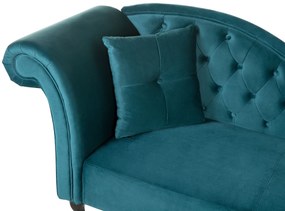 Chesterfield Stílusú Smaragdzöld Elegáns Bársony Dívány Bal Oldali LATTES Beliani