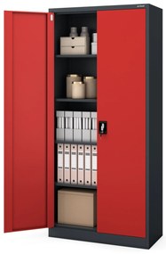 Fém iratszekrény JAN H, 900 x 1950 x 400 mm, antracit-piros